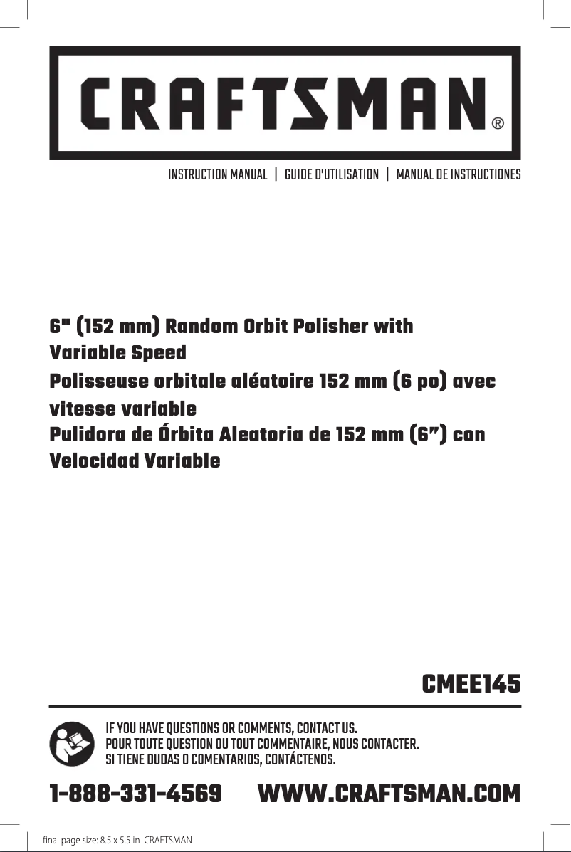 First page image of the manual for CMEE145