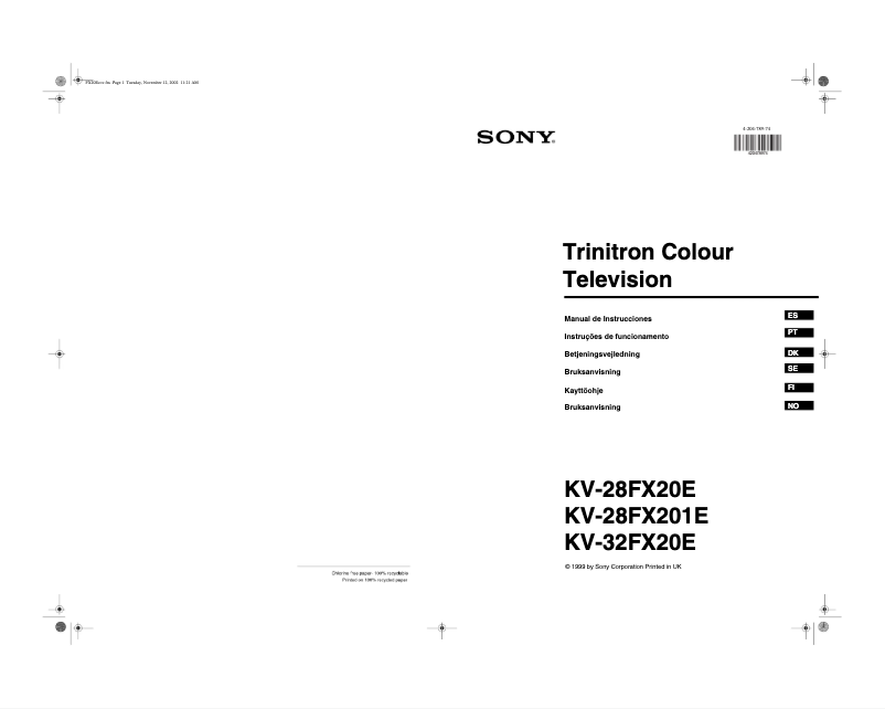 Page 1 of the manual User Manual Sony KV-32FX20E