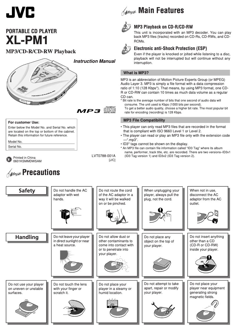 First page image of the manual for XL-PM1