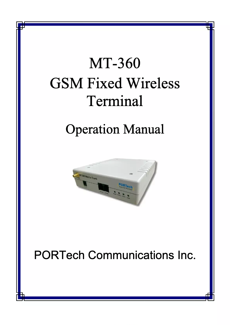 First page image of the manual for MT-360