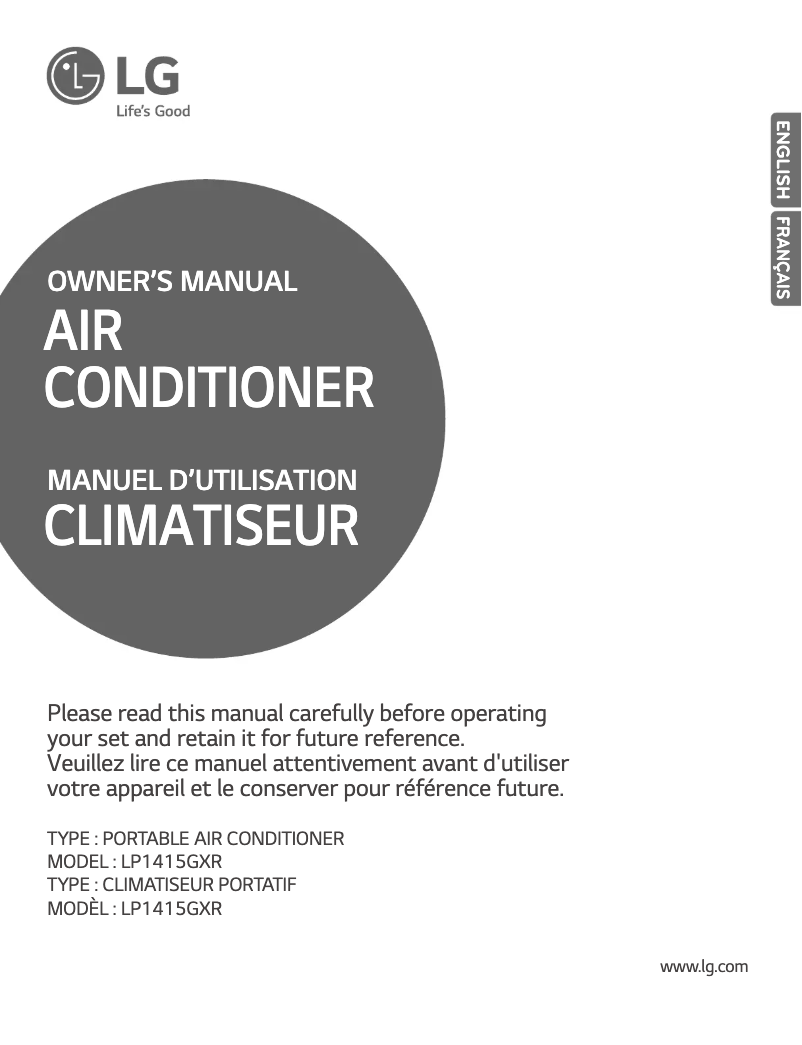 First page image of the manual for LP1415GXR