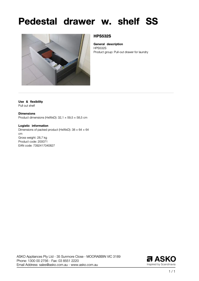 First page image of the manual for HPS532S