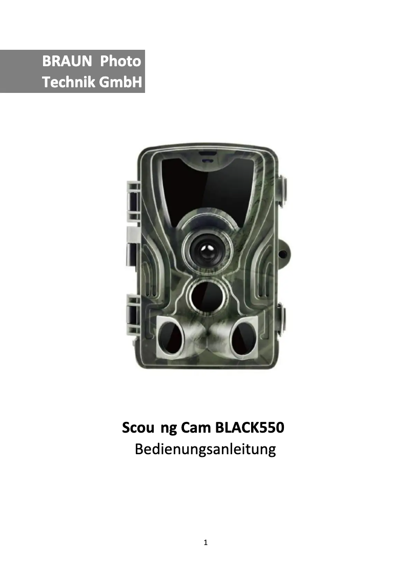 First page image of the manual for Scouting Cam Black550