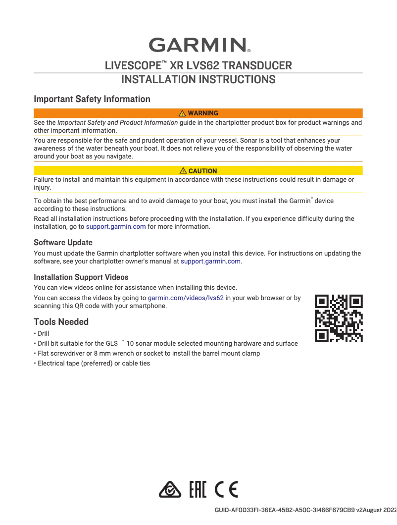 First page image of the manual for Livescope XR LVS62