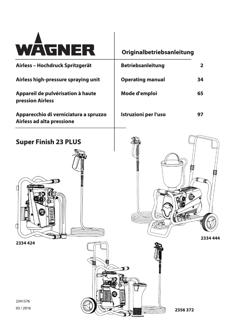 First page image of the manual for Super Finish 23 Plus