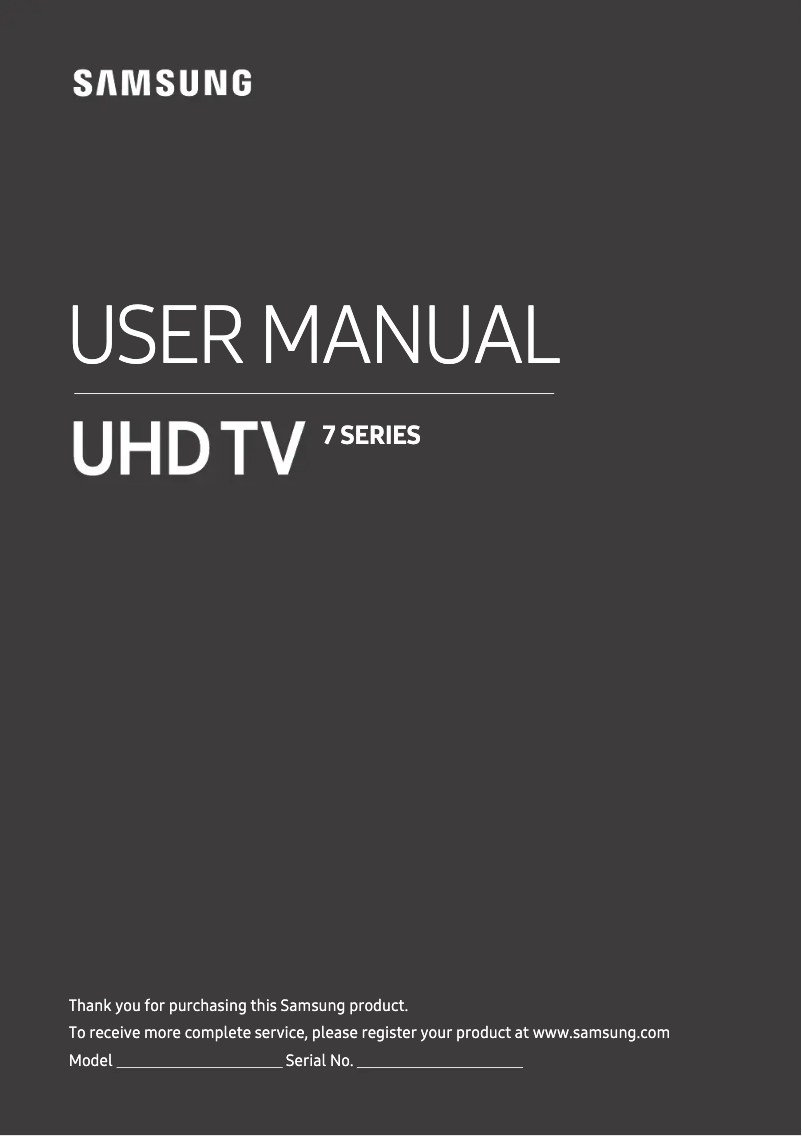 First page image of the manual for Series 7 UE65RU7300