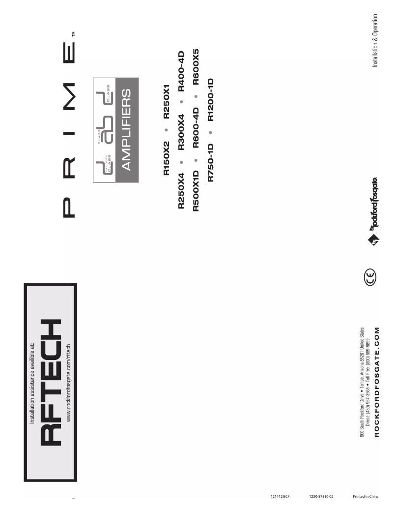 Page 1 de la notice Manuel utilisateur Rockford Fosgate R300X4