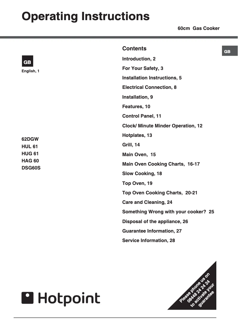 Page 1 of the manual User Manual Hotpoint HUG61P