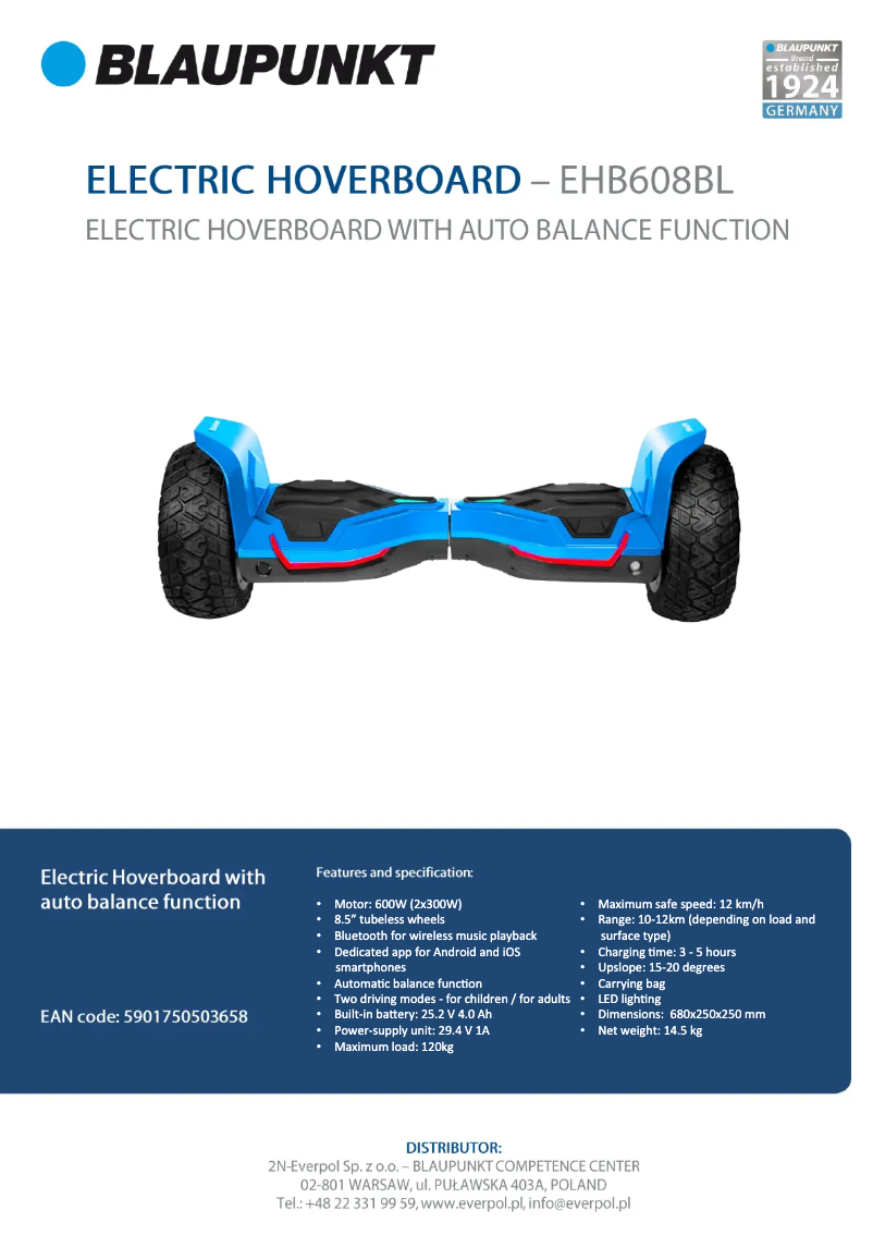 First page image of the manual for EHB608BL