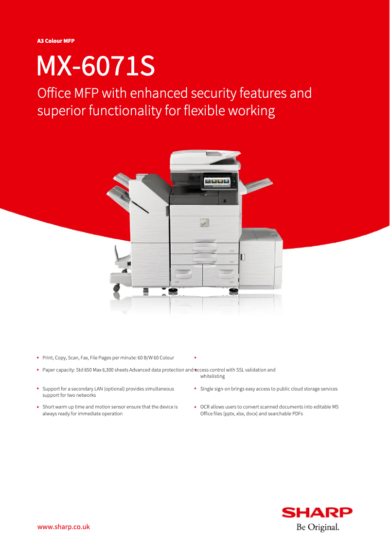 Page 1 of the manual Technical Sheet Sharp MX-6071S
