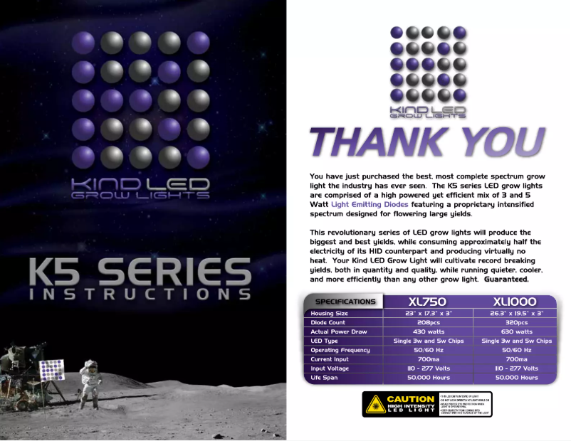 Page 1 of the manual User Manual Kind LED K5 Series XL750