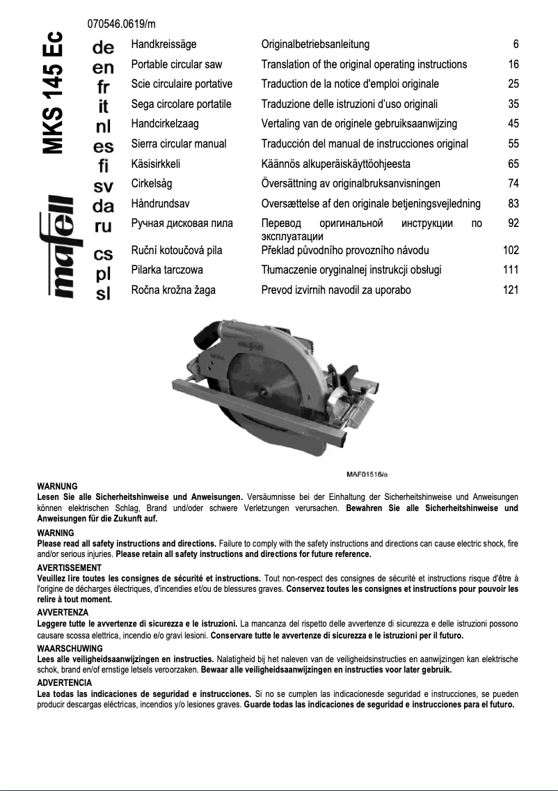 First page image of the manual for MKS 145 Ec