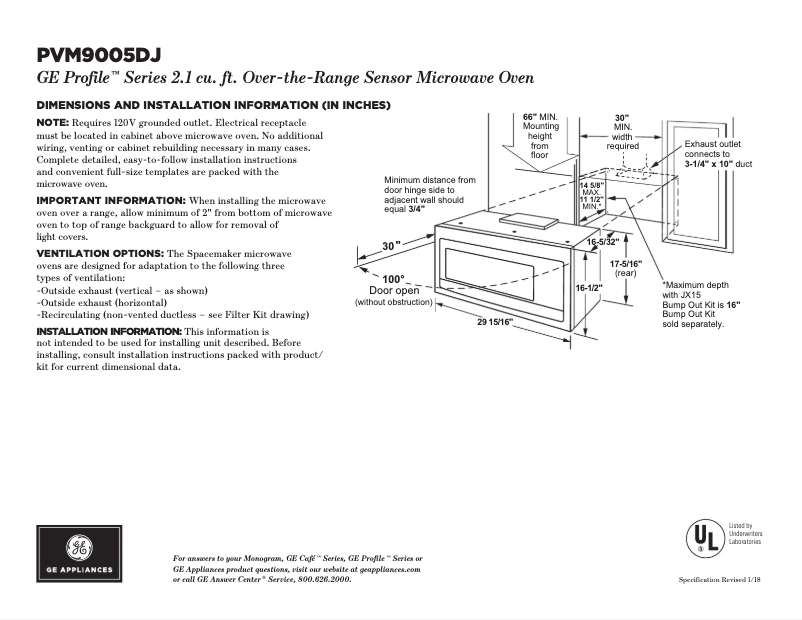First page image of the manual for Profile PVM9005DJWW