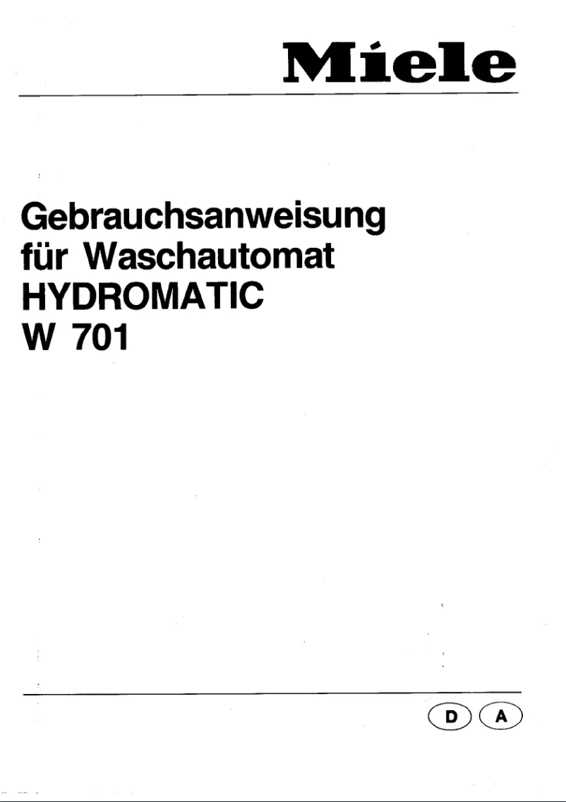 First page image of the manual for Hydromatic W 701