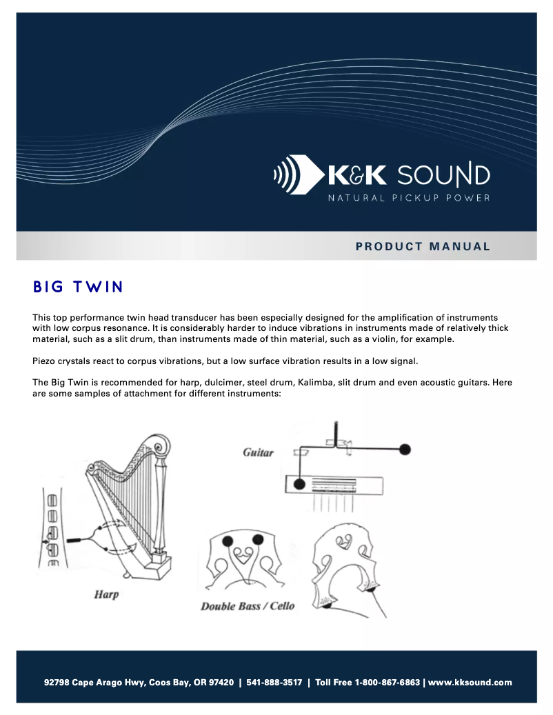 Page 1 of the manual User Manual K&K Sound Big Twin