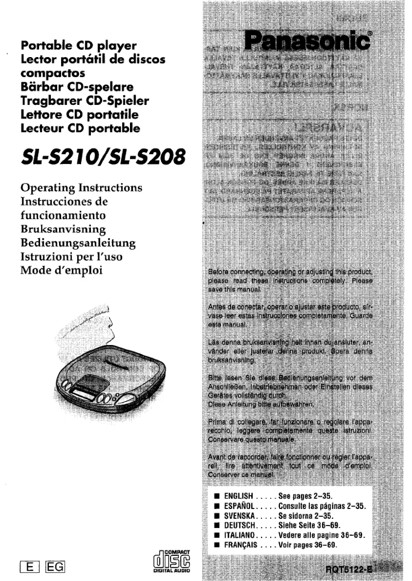 First page image of the manual for SL-S210