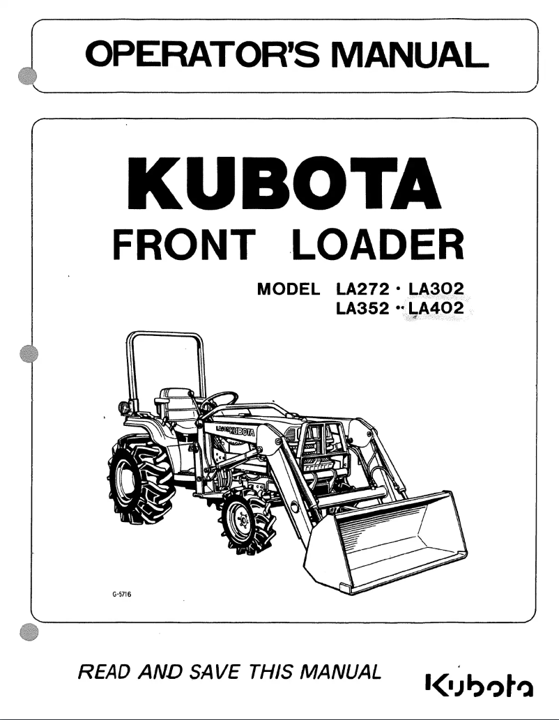 Page 1 of the manual User Manual Kubota LA402