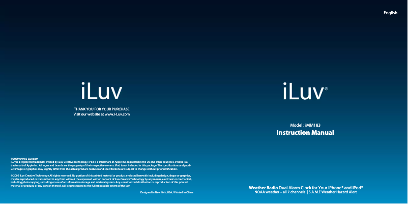Page 1 of the manual User Manual iLuv IMM183