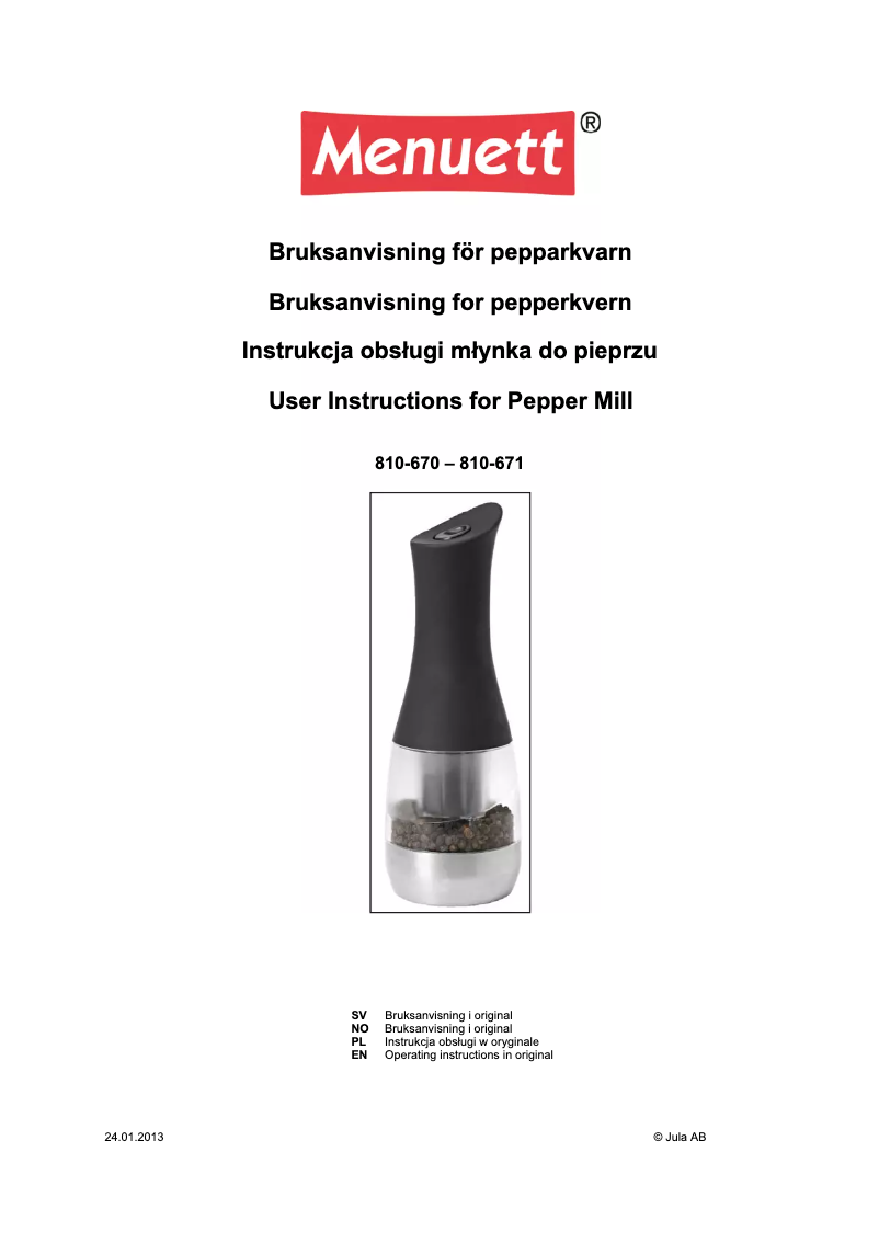 First page image of the manual for 810-671