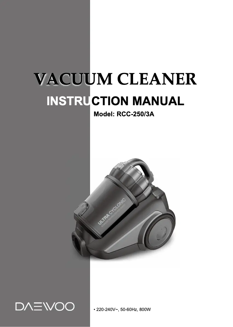 Page 1 of the manual User Manual Winia RCH-220