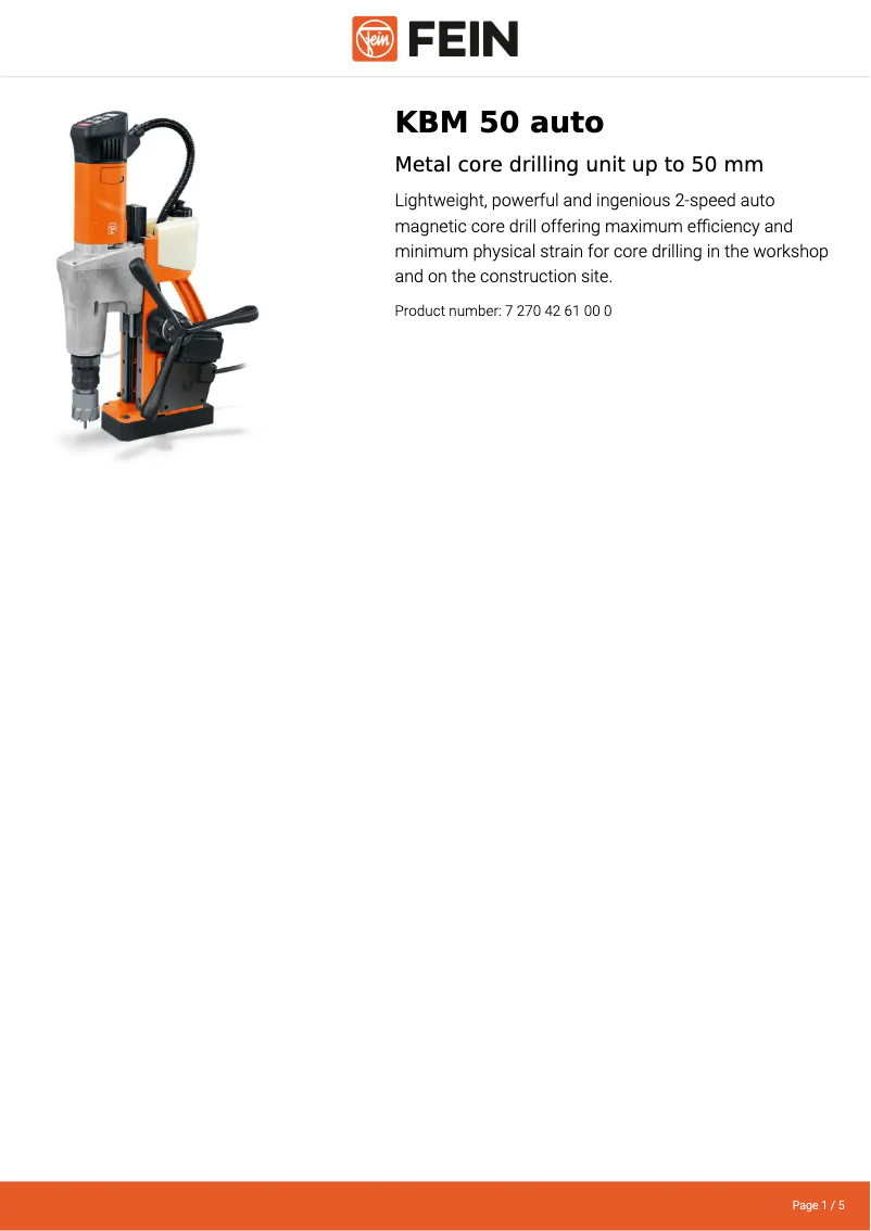 First page image of the manual for KBM 50 auto