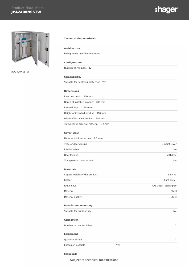 First page image of the manual for JPA2400NSSTW
