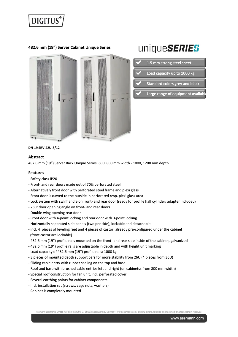 First page image of the manual for DN-19 SRV-47U-8-1