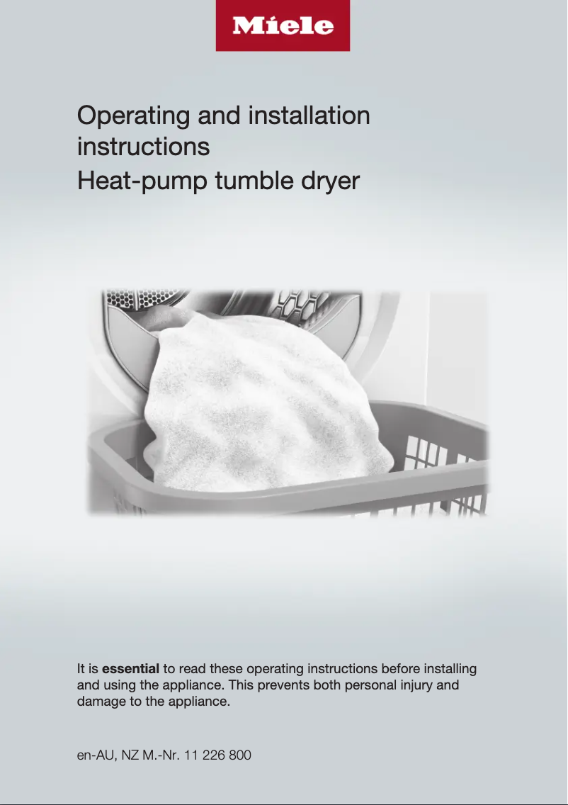 Page 1 of the manual Instruction Manual Miele PDR 908