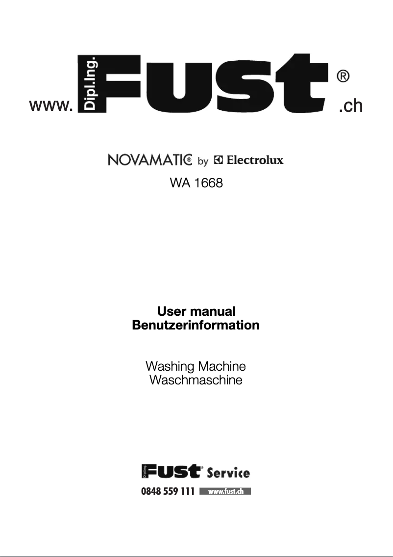 First page image of the manual for Novamatic WA 1668