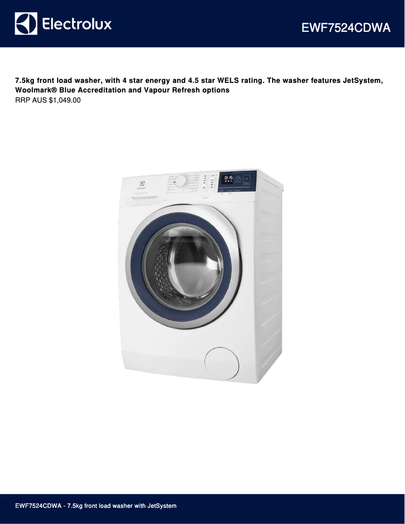 First page image of the manual for EWF7524CDWA