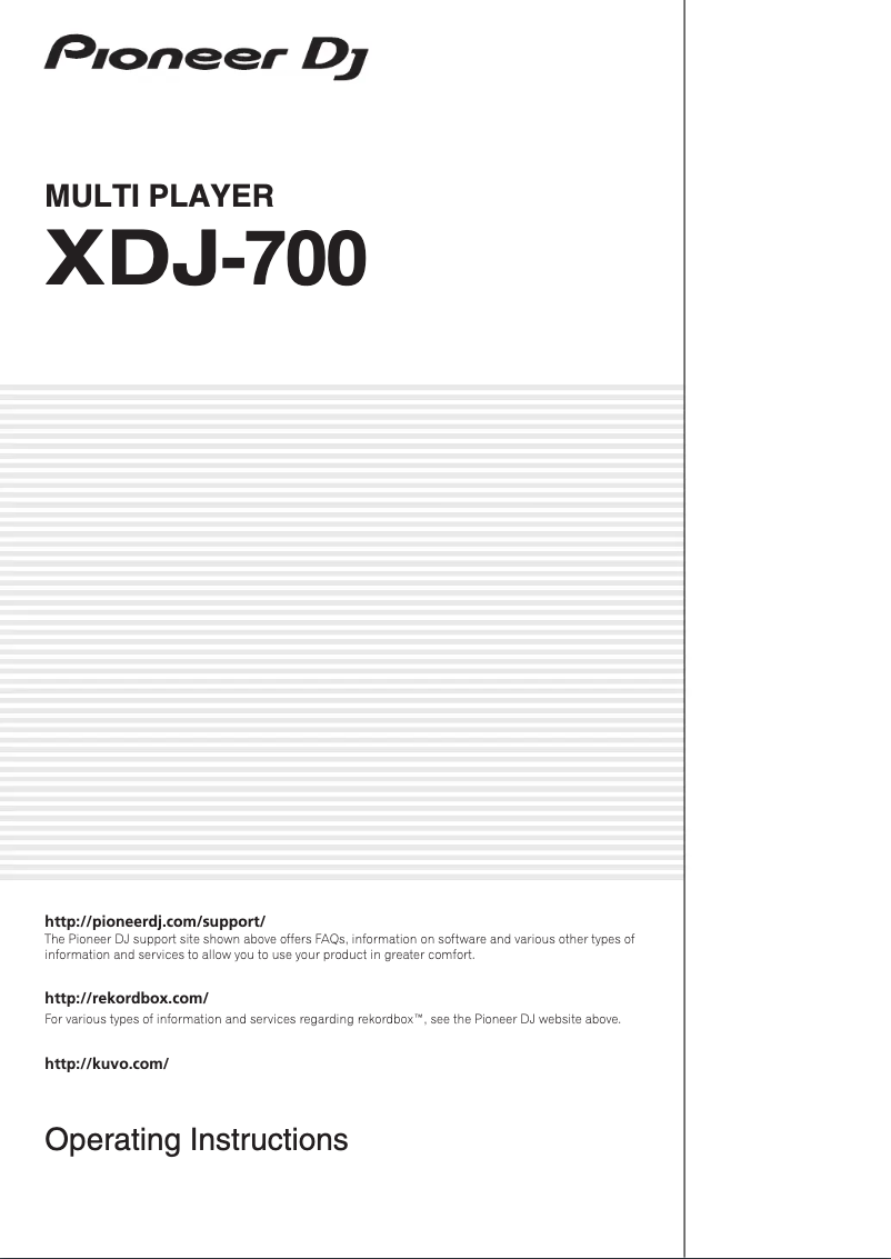 First page image of the manual for XDJ-700