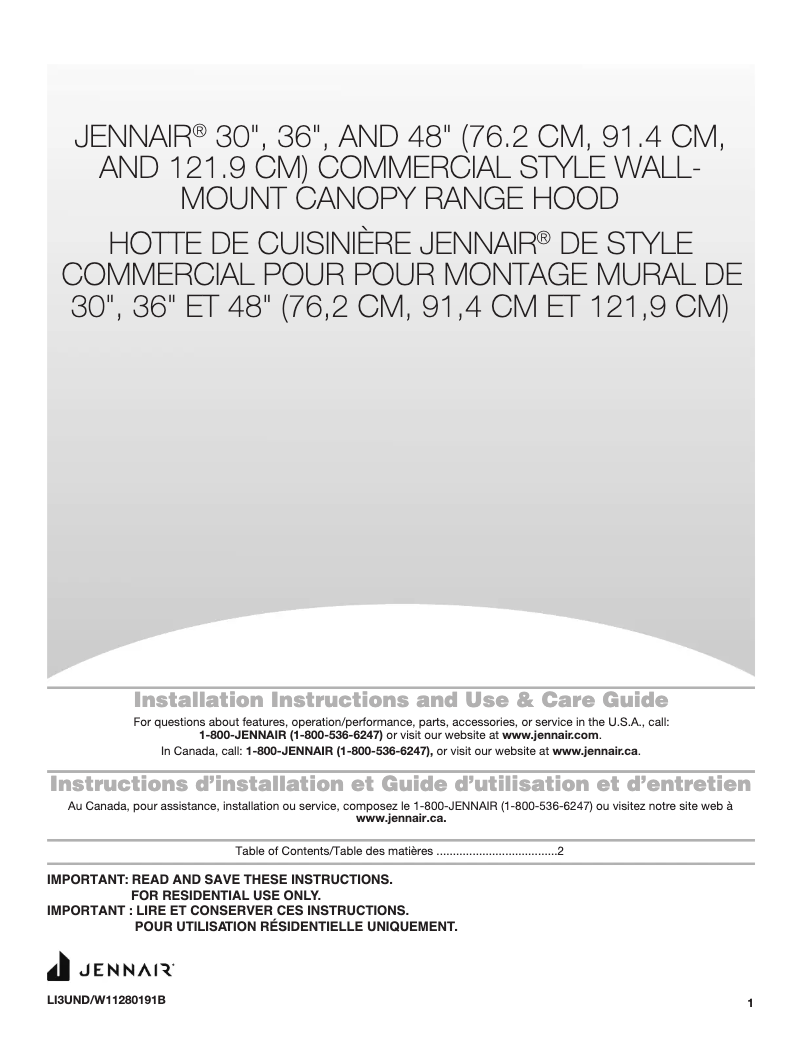 Page 1 of the manual User Manual JennAir JXW9030HP