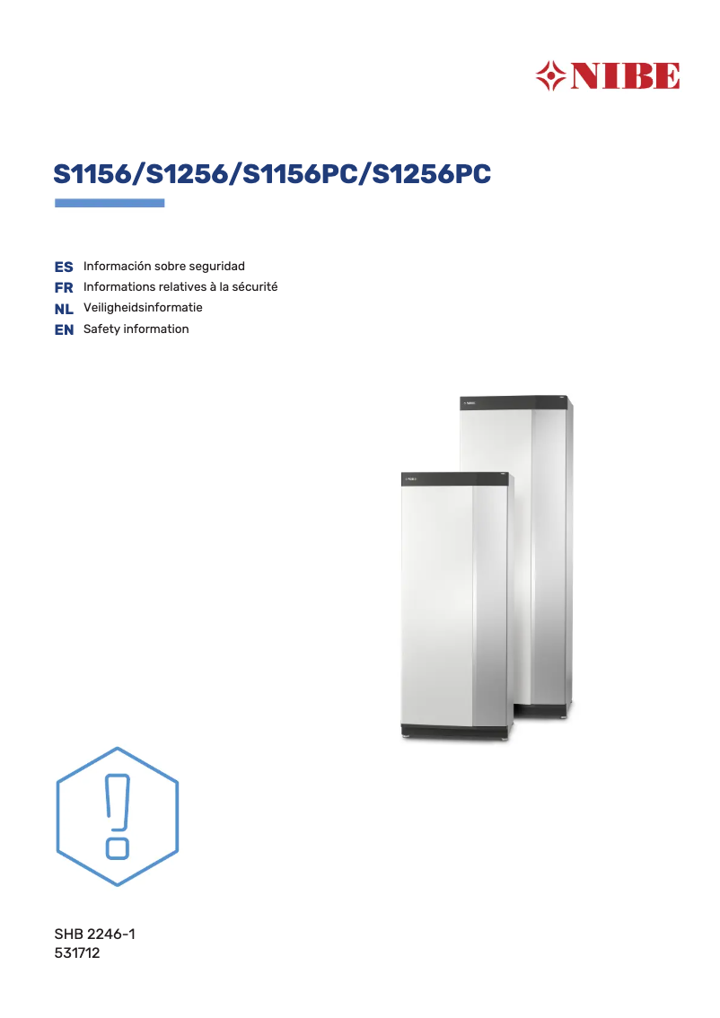 Page 1 of the manual Safety Instructions Nibe S1156-13