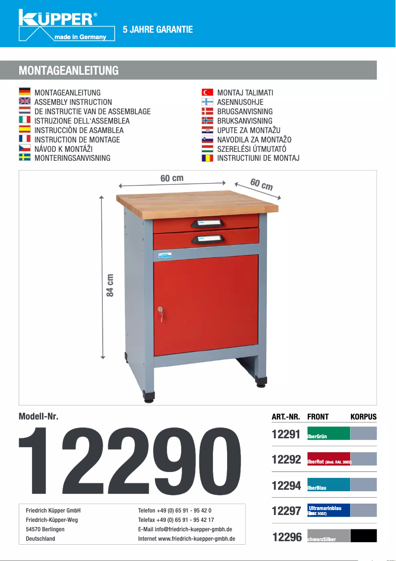 Page 1 of the manual User Manual Küpper 12292