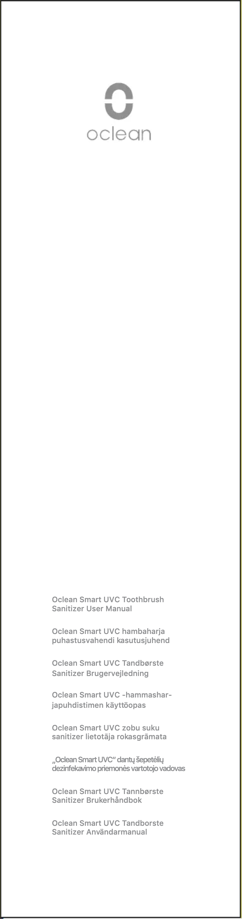 Page 1 of the manual User Manual Oclean Smart UVC