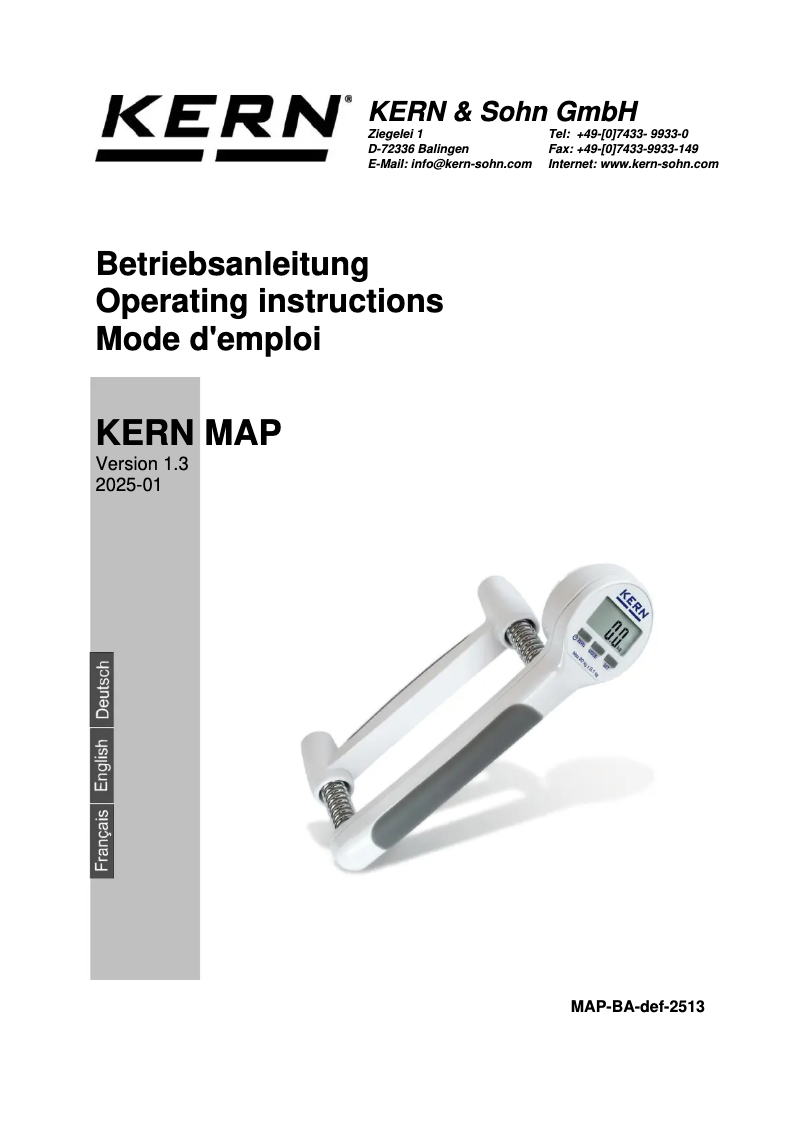 First page image of the manual for MAP 130K1