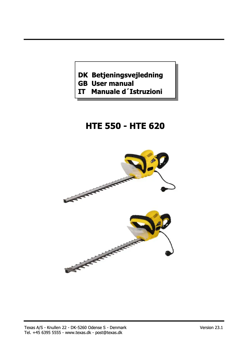 First page image of the manual for Elekstra HTE550