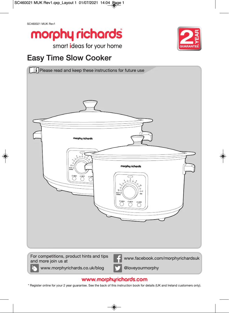 Page 1 of the manual User Manual Morphy Richards Easy Time 461021