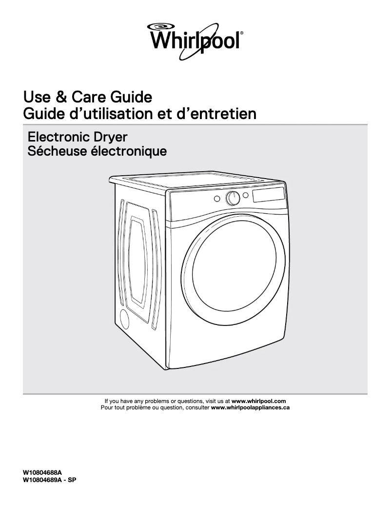 Page 1 of the manual Use and Maintenance Manual Whirlpool WED7590F