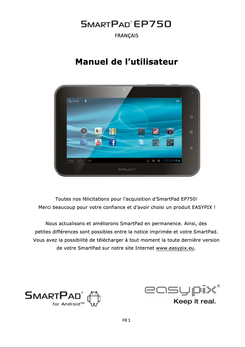 First page image of the manual for SmartPad EP750