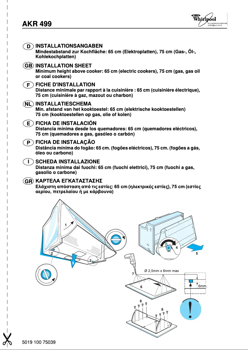 Page 1 of the manual User Manual Whirlpool AKR 499