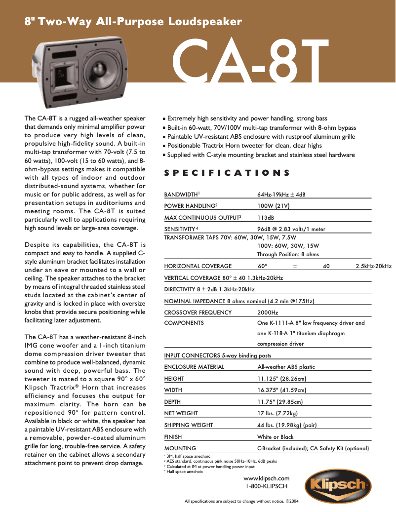 First page image of the manual for CA-8T