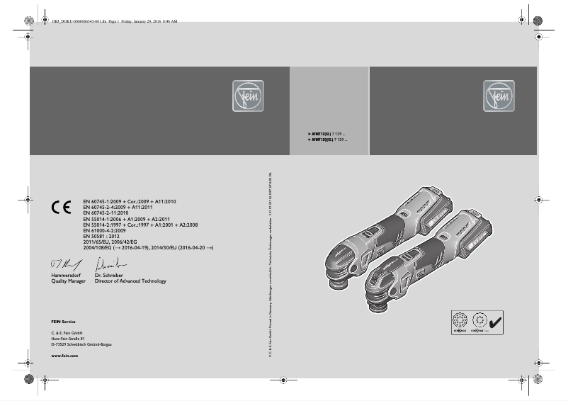 Page 1 of the manual User Manual Fein AFMT 12 QSL