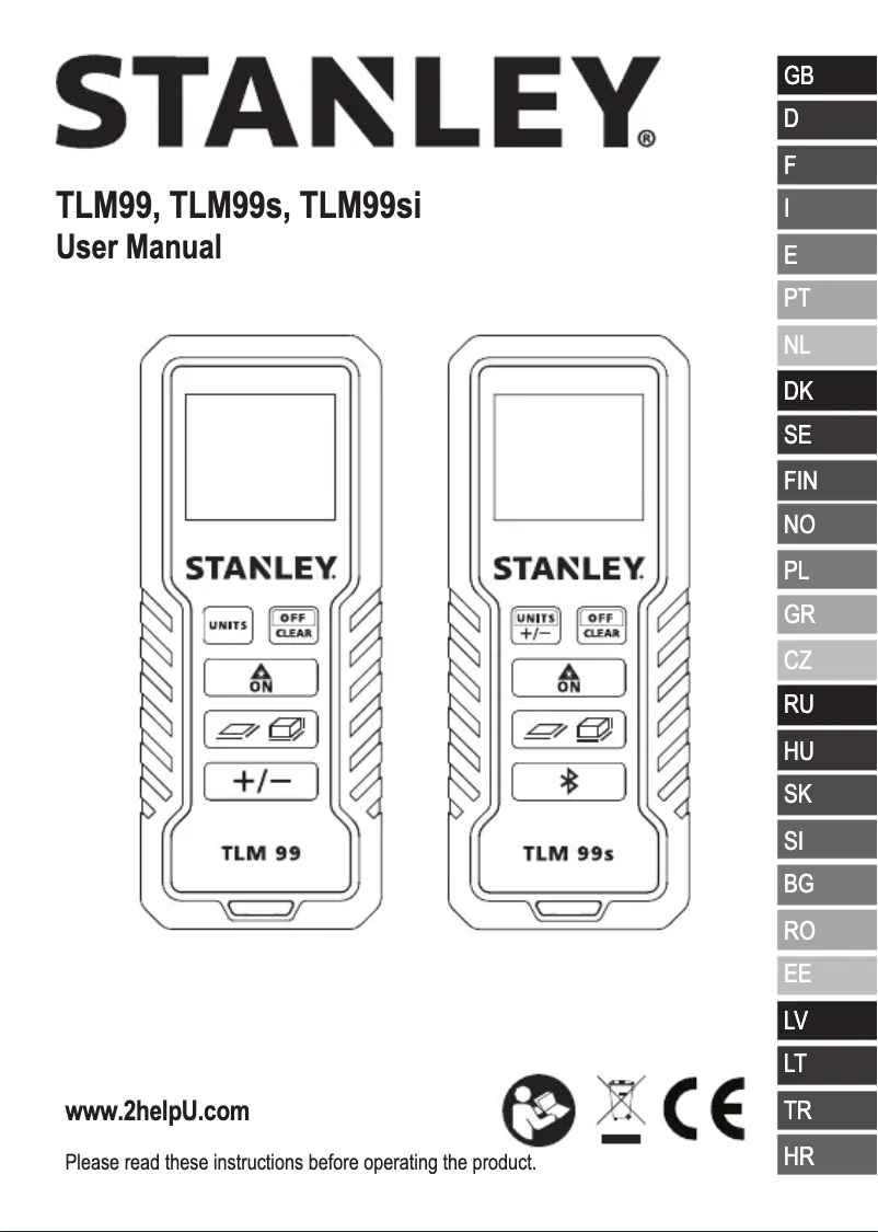 Page 1 of the manual User Manual Stanley TLM99si