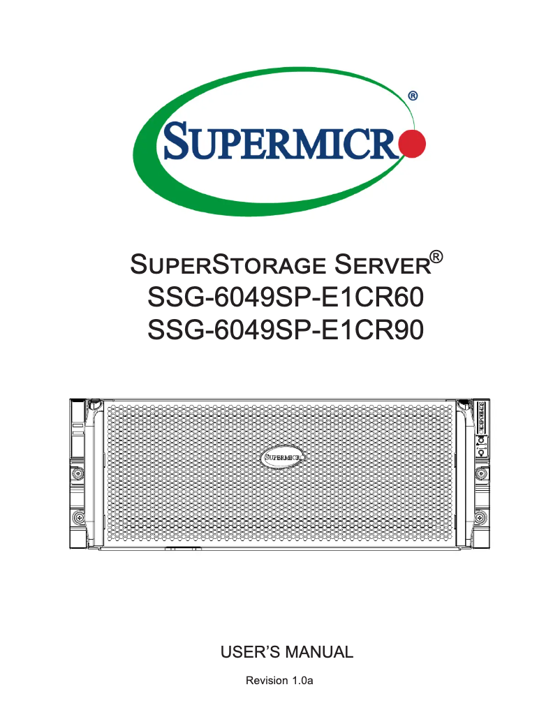 First page image of the manual for SuperStorage 6049SP-E1CR60