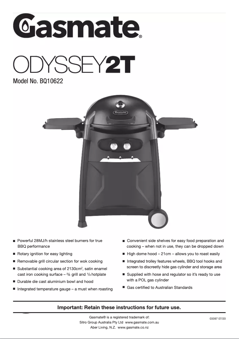 First page image of the manual for Odyssey 2T