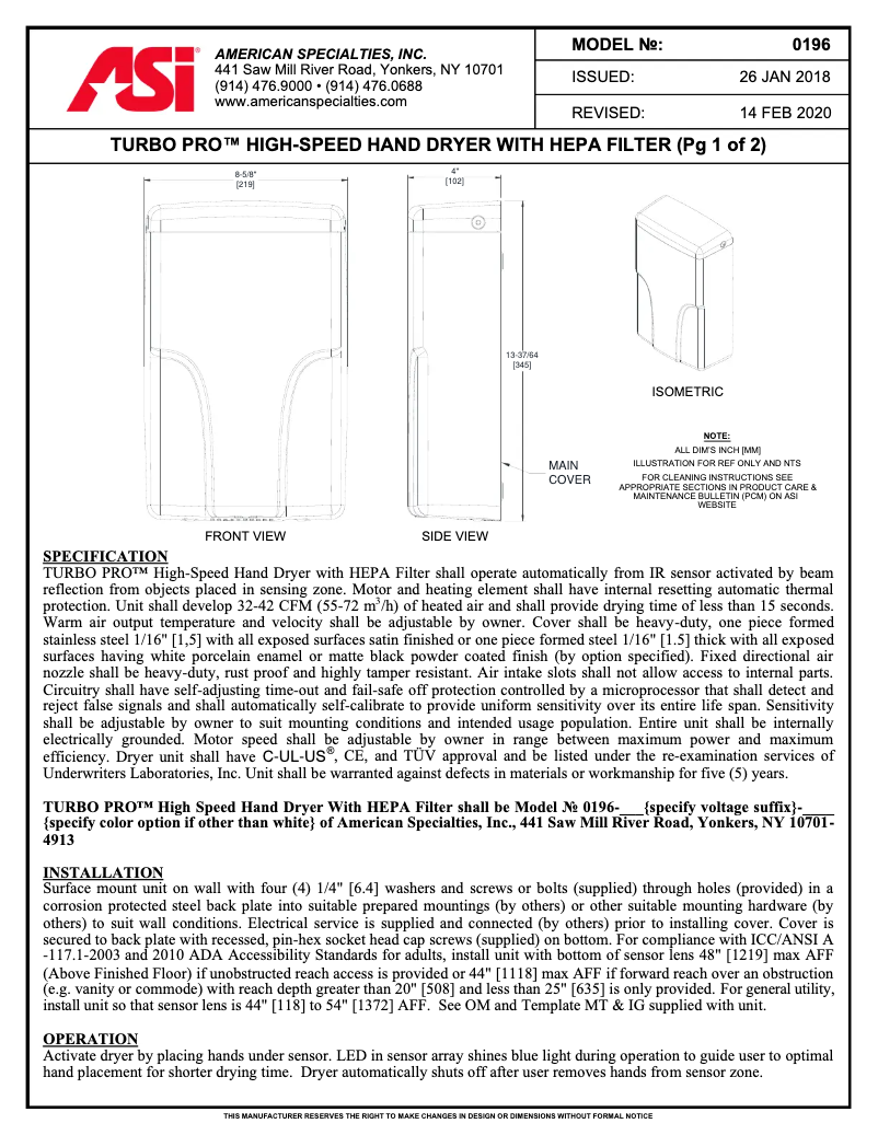 First page image of the manual for TURBO-Pro 10-0196-1-41
