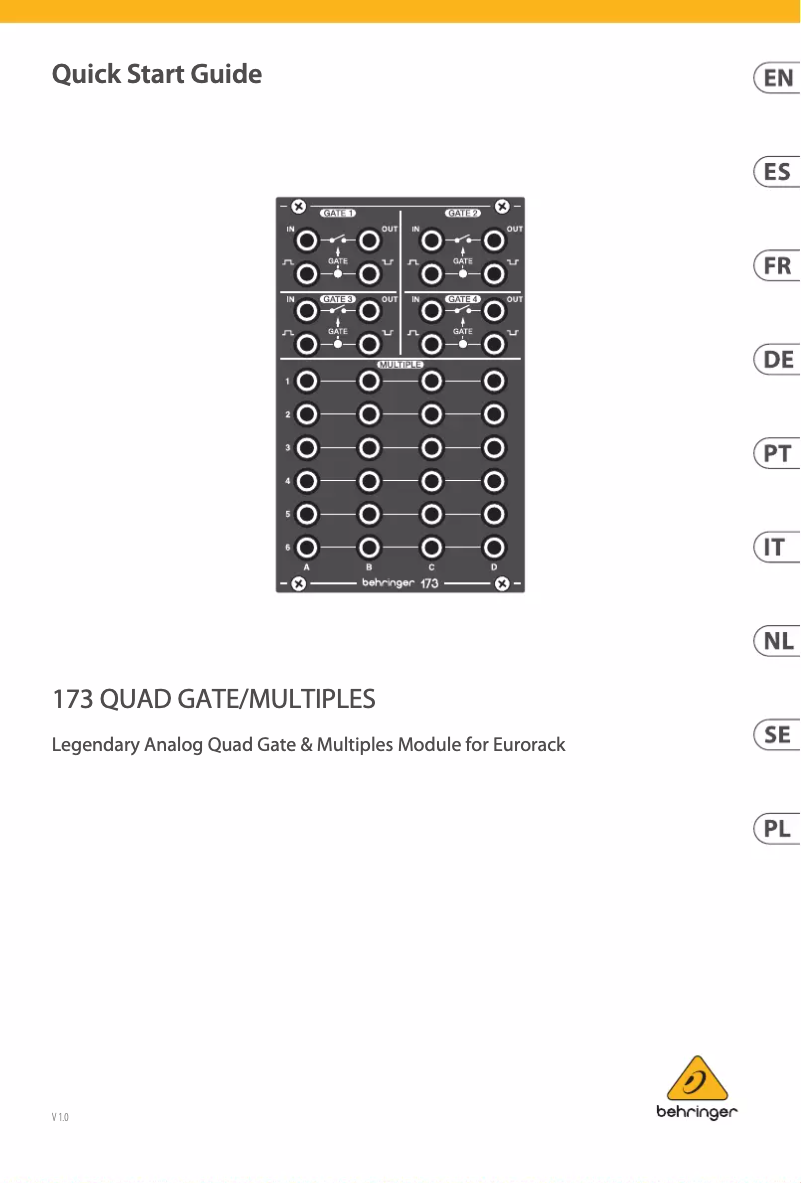 Page 1 of the manual User Manual Behringer 173 Quad Gate/Multiples
