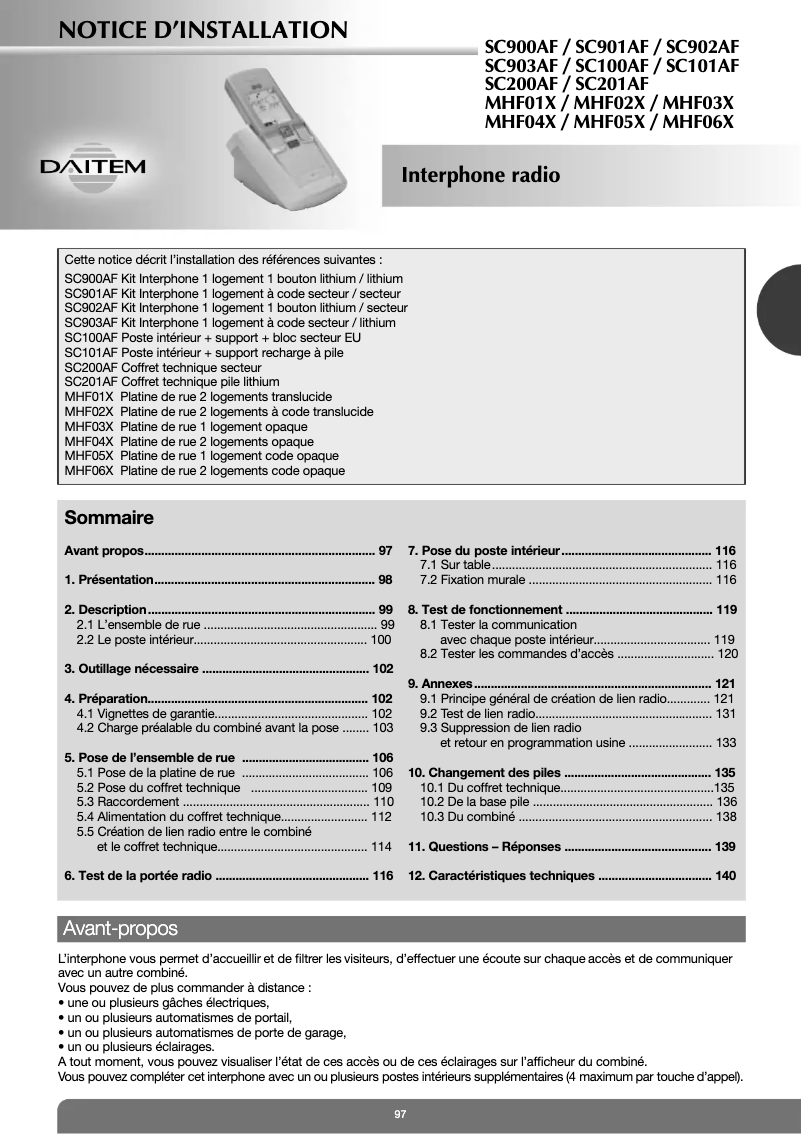 Image de la première page du manuel de l'appareil MHF06X