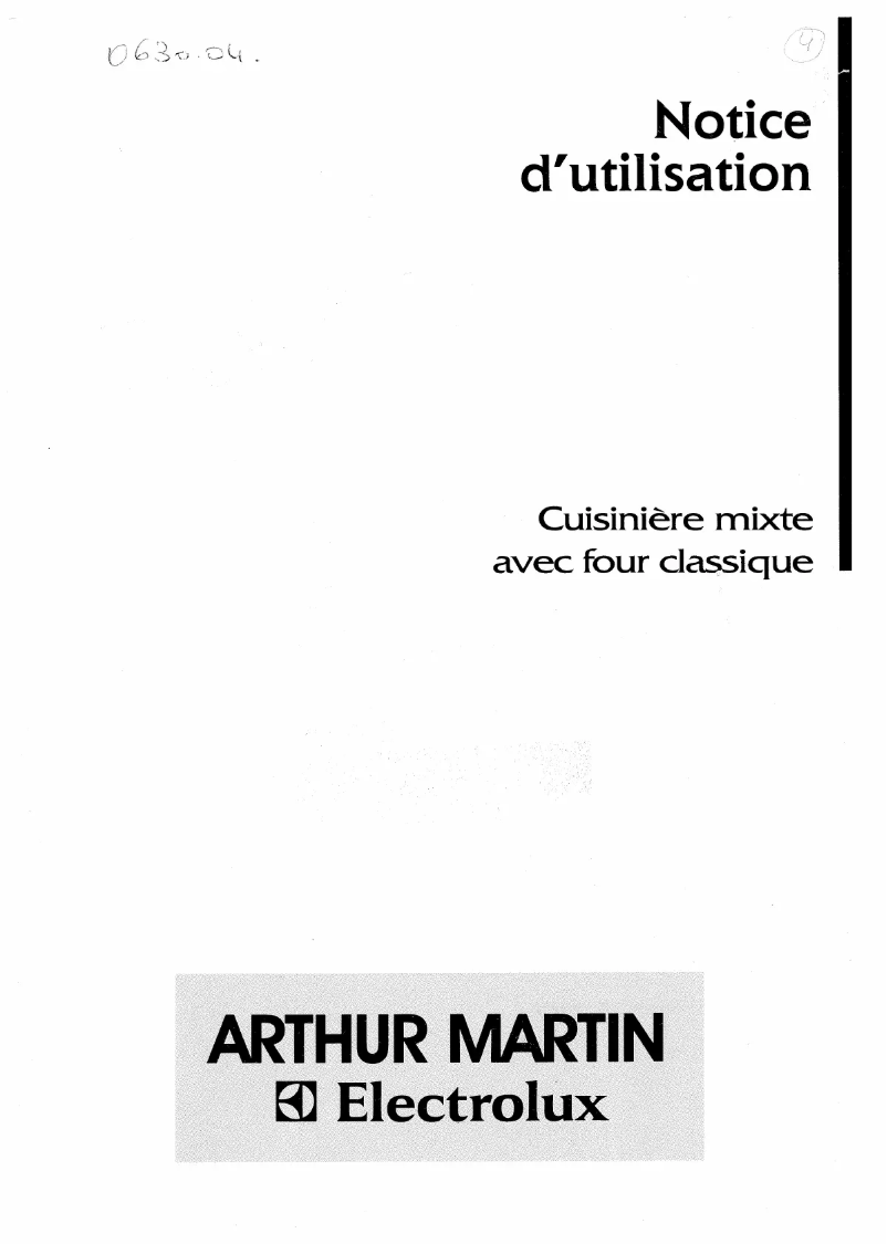Page 1 of the manual User Manual Arthur Martin-Electrolux CM6365